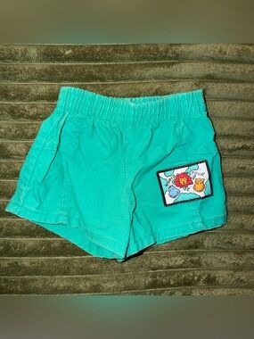 Vintage Buster Brown Toddler Shorts 12 Mos USA Made Teal World Tour Patch